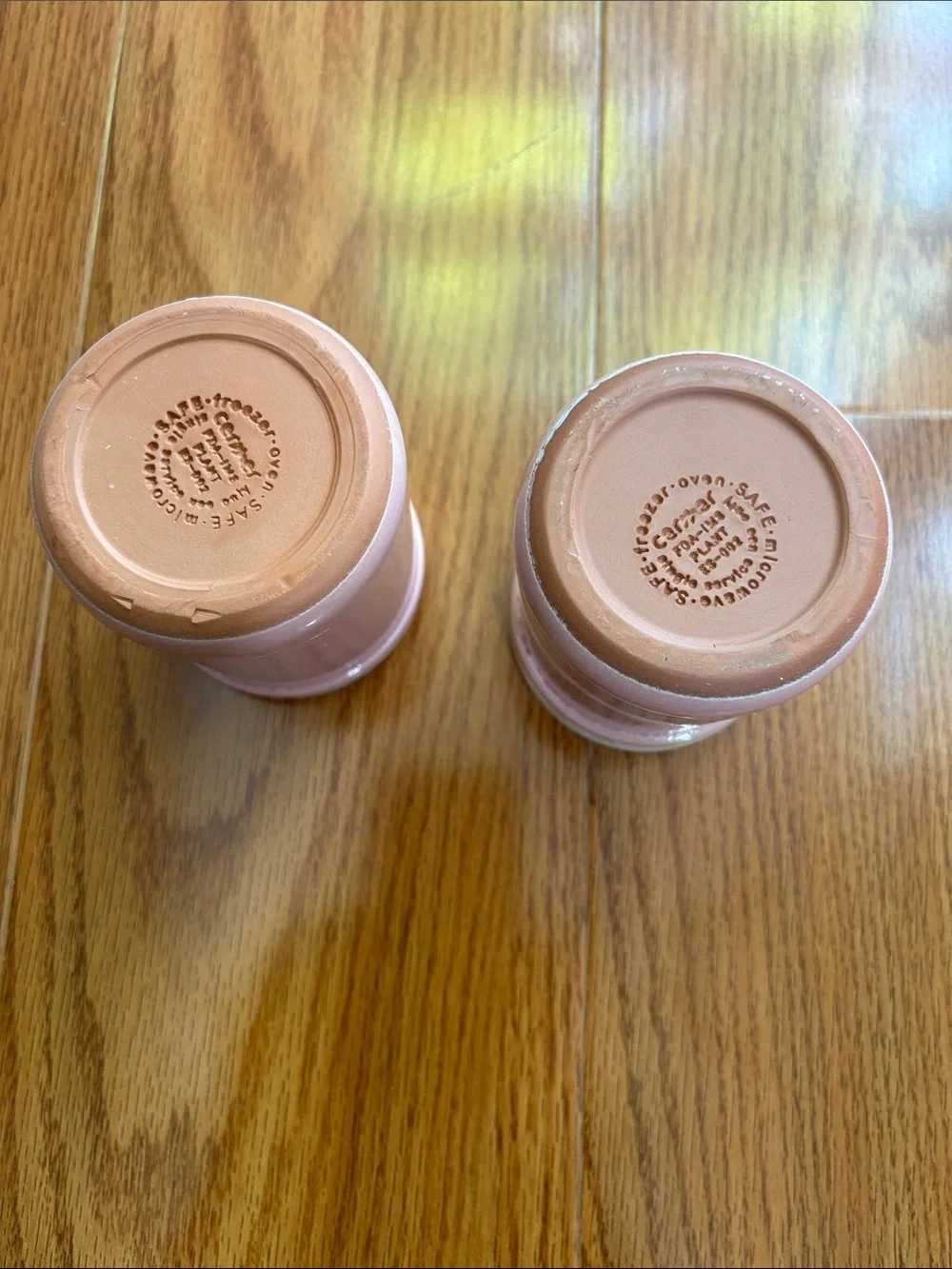 2 La Fermiere Seashell Pink Reusable Terracotta Pots with Bamboo lids